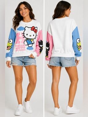 Sanrio Hello Kitty & Friends Graphic Sweatshirt Colorblock Size S NWT